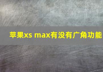 苹果xs max有没有广角功能